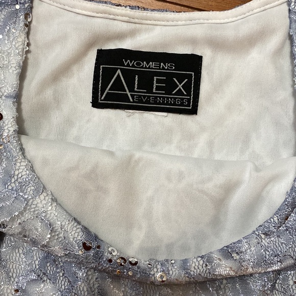 Alex Evenings women’s 3 pcs midi length lace / sequins gray skirt set size 1X - Picture 13 of 16